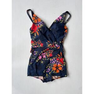 Vtg 60's Cole Of California Retro Floral One Piece Swimsuit Sz S Pin Up Mod